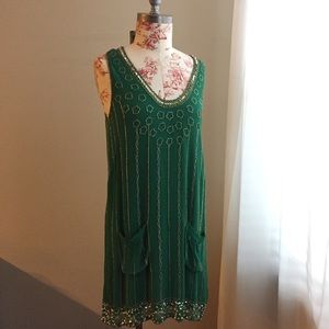French Connection Emerald Green Great Gatsby Dress